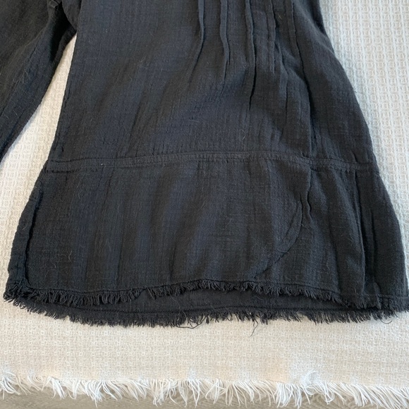 XCVI Wearables black cotton wide leg crop boho pants size small - Picture 8 of 13